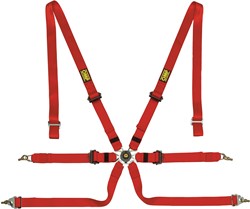OMP Racing Harness ONE - 2 inches - PULL DOWN - Red