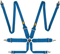 OMP Racegordel FIRST - 3 + 2 inch - PULL UP - FIA 8853-2016 - Blauw