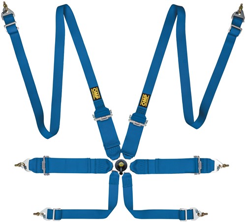 OMP Racegordel FIRST - 3 + 2 inch - PULL UP - FIA 8853-2016 - Blauw