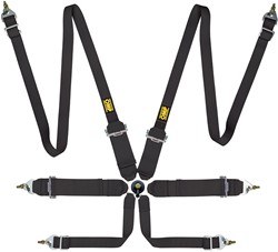 OMP Racegordel FIRST - 3 + 2 inch - PULL UP - FIA 8853-2016 - Zwart
