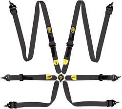 OMP Racegordel FIRST - 2 inch - FIA 8853-2016 - PULL UP - STEEL ADJ. - Zwart