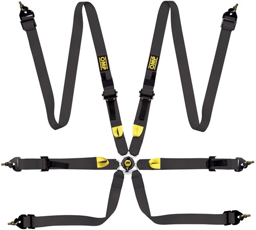 OMP Racegordel FIRST - 2 inch - FIA 8853-2016 - PULL UP - STEEL ADJ. - Zwart