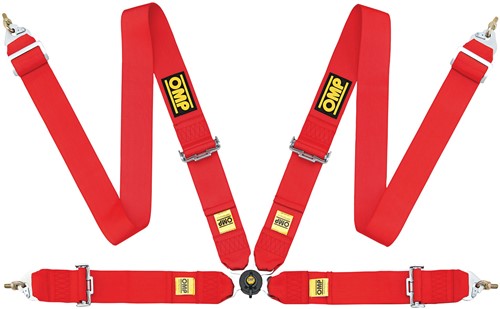 OMP Racegordel FIRST - 3 inch - 4 POINTS - FIA 8854/98 - Rood