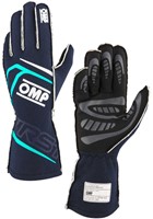 OMP FIRST Handschoenen my2025 FIA 8856-2018 - Marineblauw / Tiffany - Maat XS