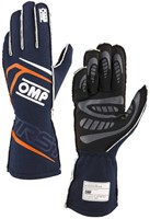 OMP FIRST Gloves my2025 FIA 8856-2018 - Navy Blue / Orange - Size XS OMP FIRST Gloves my2025 FIA 8856-2018 - Navy Blue / Orange - Size XS