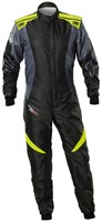 OMP KS-2X ART KART OVERALL - FIA 8877-2022 - Black / Fluo Yellow - Size 120 (Kids)