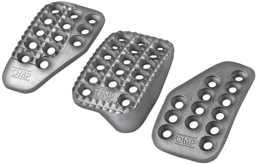 OMP SET OF 3 PEDALS IN SAND-BLASTED ALU SILVER
