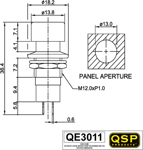 Push button - Red - 12V/3A-2