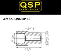 QSP Verloop messing female M10x1 - male 3/8 24UNF QSP adapter female M10x1 - male 3/8 24UNF-3