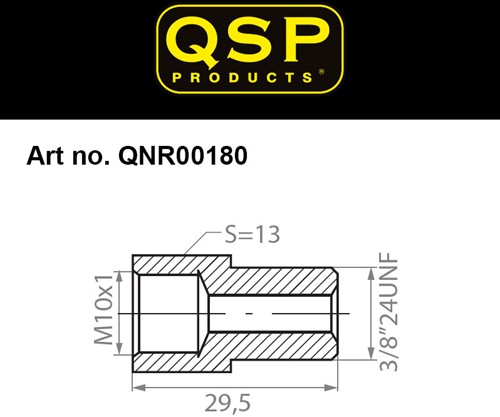 QSP Verloop messing female M10x1 - male 3/8 24UNF QSP adapter female M10x1 - male 3/8 24UNF-3